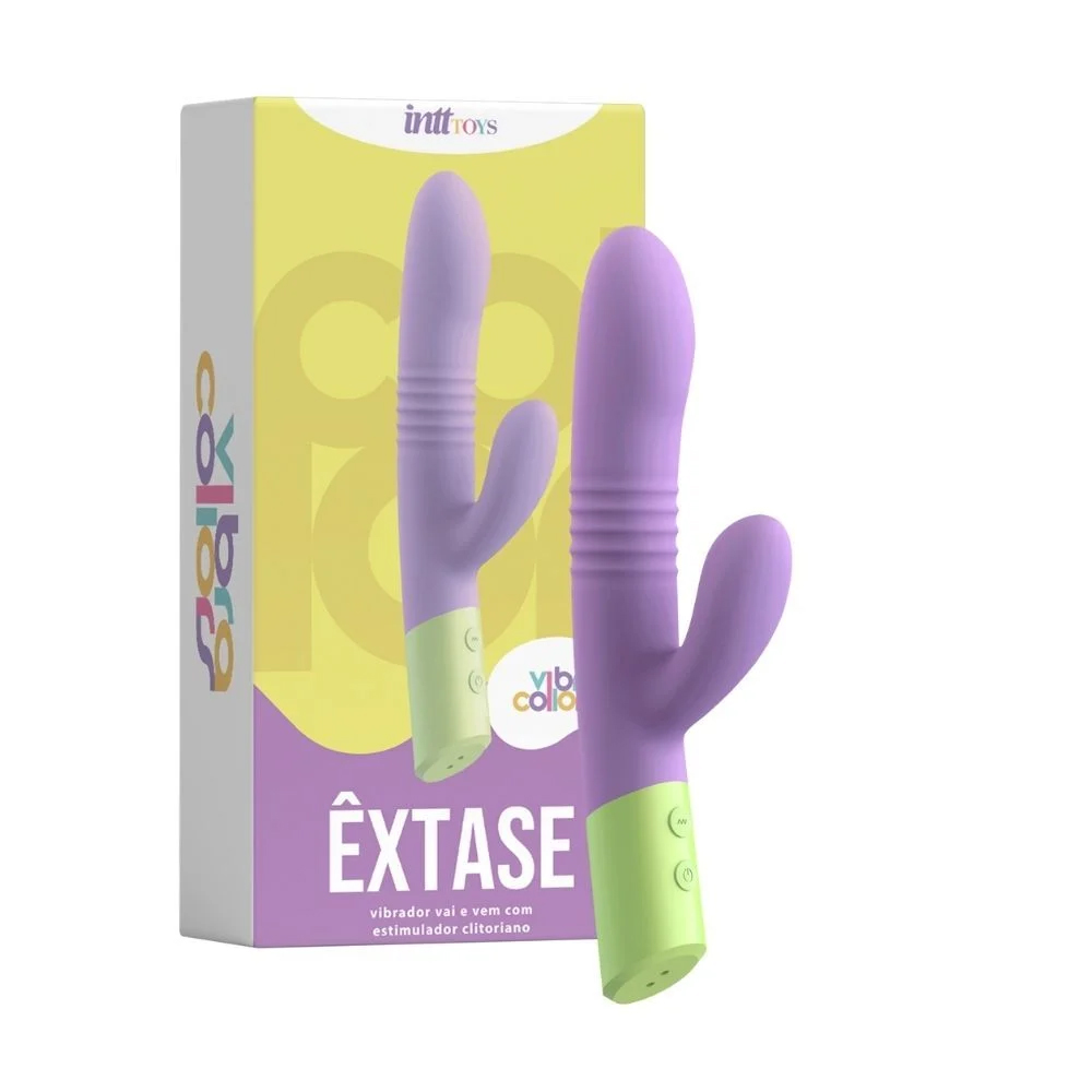 Vibrador Êxtase Collors com função de vai e vem e estimulo clitoriano